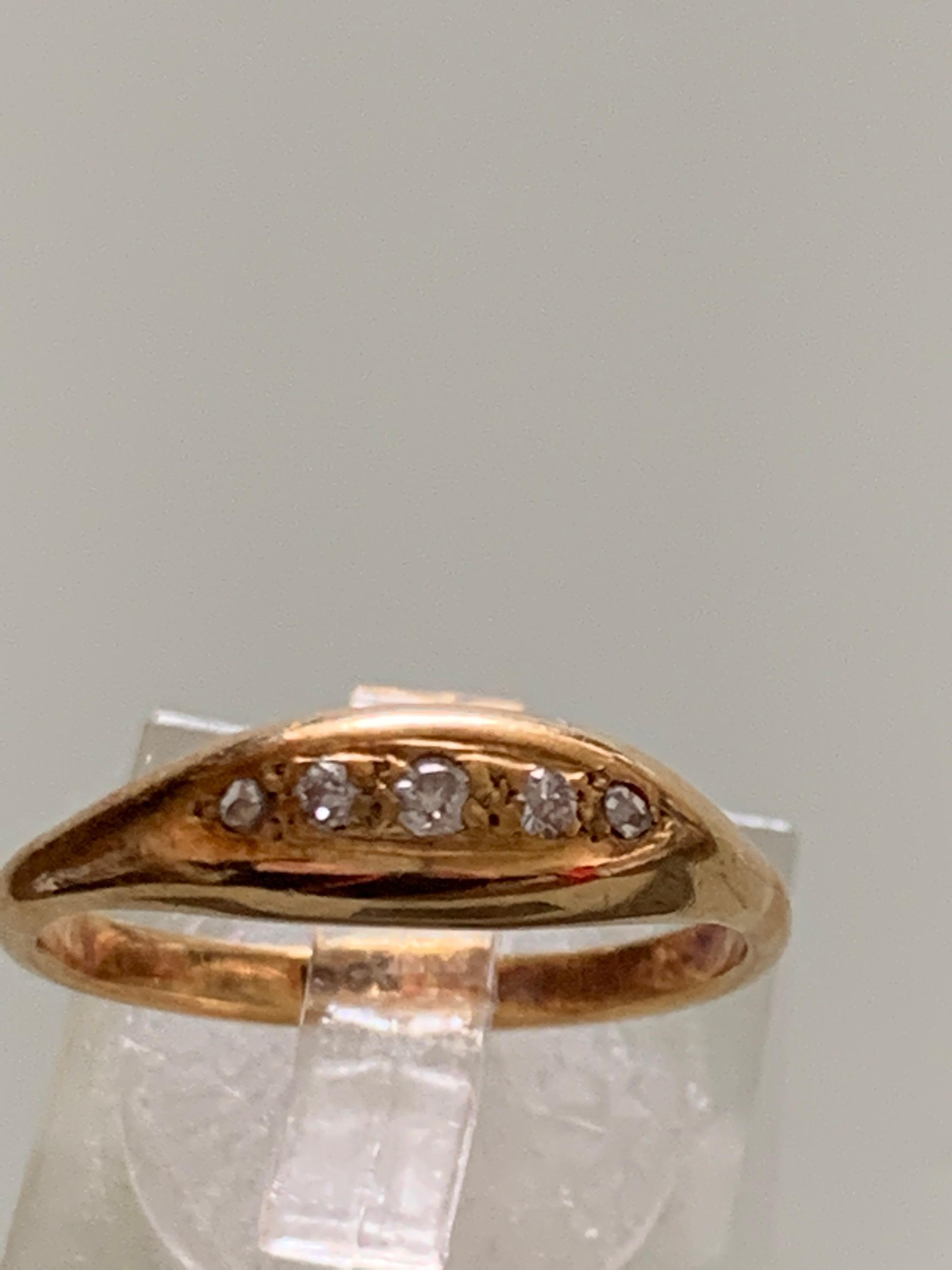 Old Mine Cut Antique 18ct Gold Diamond Ring For Sale