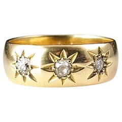Antique 18ct gold Diamond star set band ring, Victorian 
