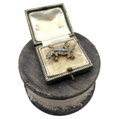 Antique 18ct Gold, Edwardian Diamond & Emerald Lizard Brooch