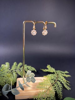 Antiguos Pendientes de Diamantes y Perlas de la Época Eduardiana de Oro de 18 ct