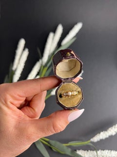 Antique 18ct Gold Edwardian Diamond & Pearl Ring