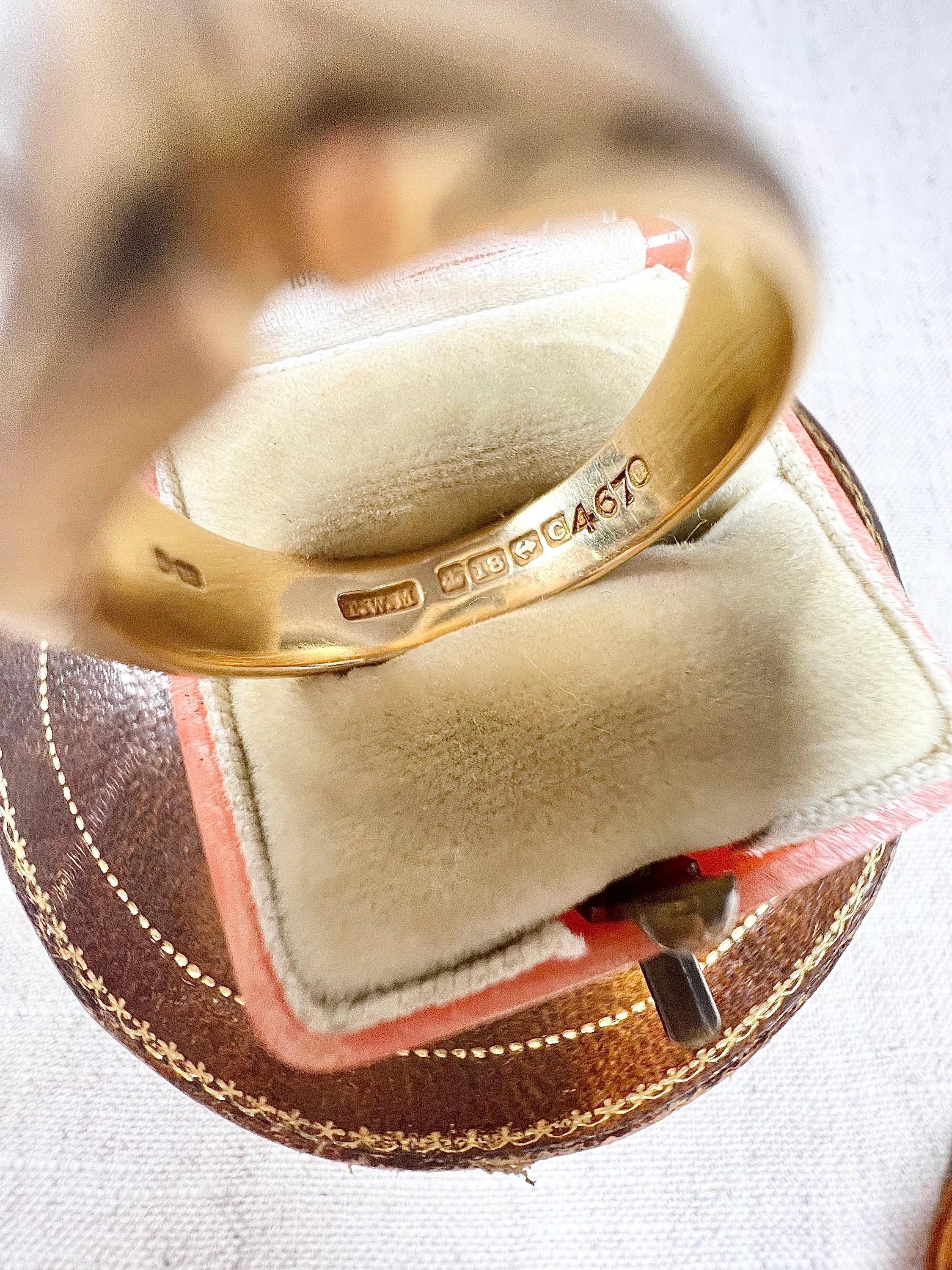 Édouardien Bague de chevalière carrée ancienne en or 18ct, sertie de diamants, datant de l'époque édouardienne