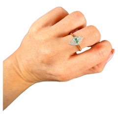 Antique 18ct Gold Edwardian Emerald & Diamond Marquise Ring