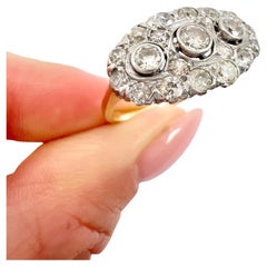 Antique 18ct Gold, Edwardian era Diamond Three Stone Cluster Ring