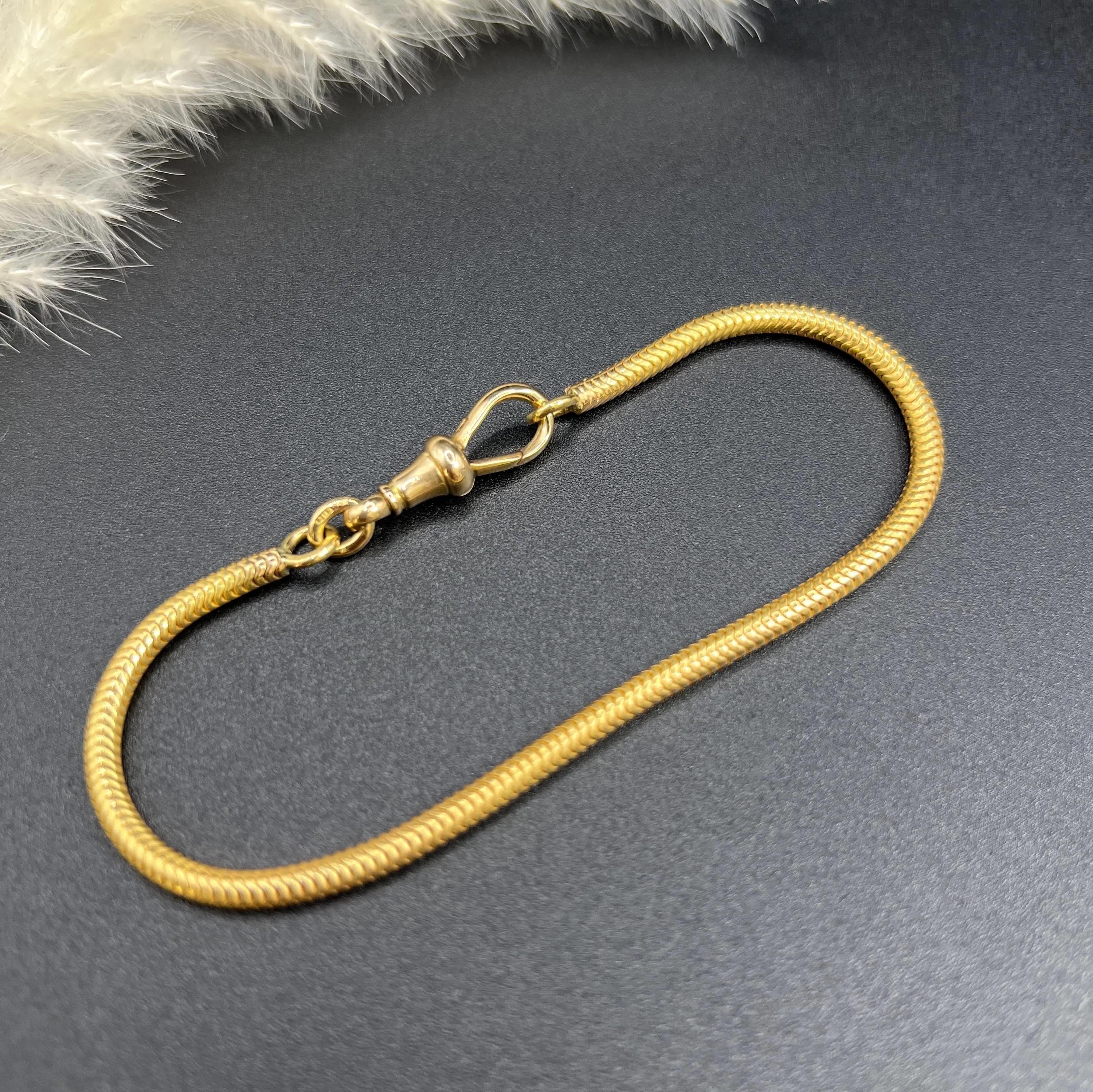 Femenino o masculino Pulsera antigua de eslabones de serpiente francesa, de oro de 18 ct, época eduardiana, con cierre giratorio en venta