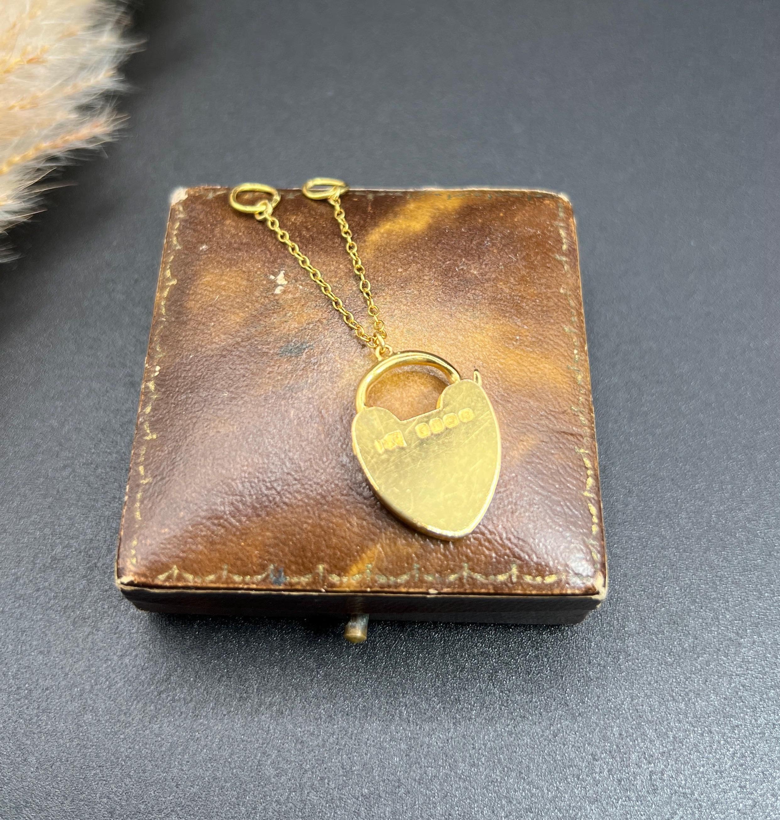 Antique 18ct Gold Edwardian Heart Padlock Pendant Bracelet Clasp Hallmarked 1908 For Sale 3