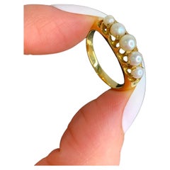 Antique 18ct Gold Edwardian Pearl 5 Stone Ring (bague à 5 pierres en or 18ct)