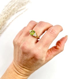 Antique 18ct Gold, Edwardian Peridot & Diamond Ring, Hallmarked London 1904