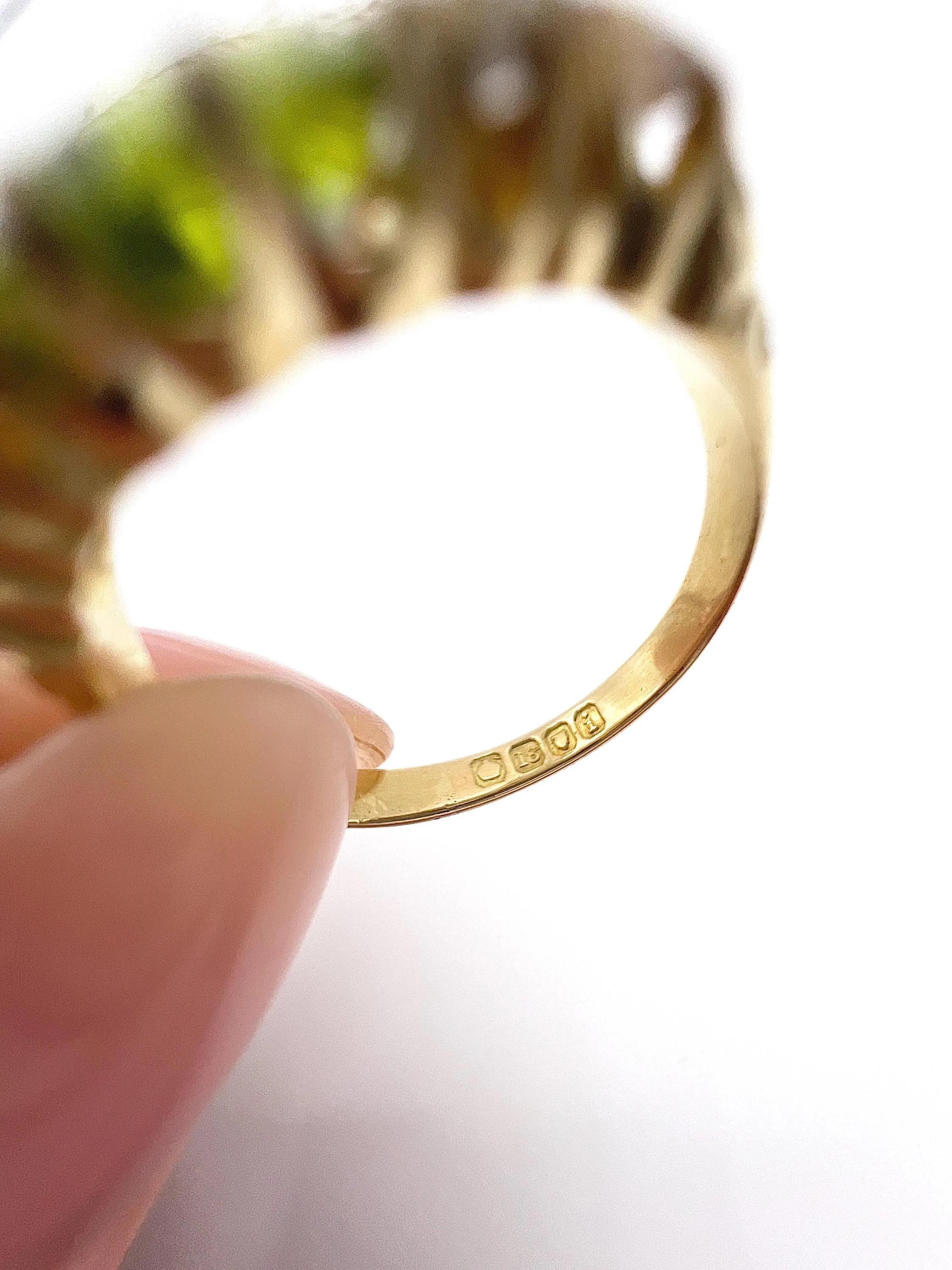 Antique 18ct Gold, Edwardian Peridot & Diamond Ring, Hallmarked London 1904 3