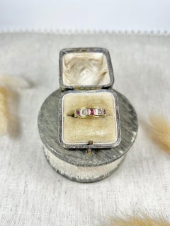 Antique 18ct Gold Edwardian Ruby & Diamond Five Stone Ring