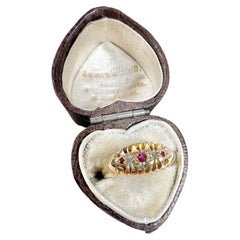 Used 18ct Gold Edwardian Ruby & Diamond Five Stone Ring