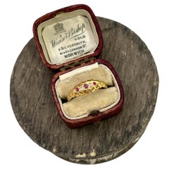 Antique 18ct Gold Edwardian Ruby & Diamond Five Stone Ring