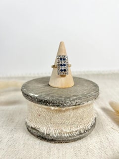 Antique 18ct Gold Edwardian Sapphire & Diamond Rectangular Ring