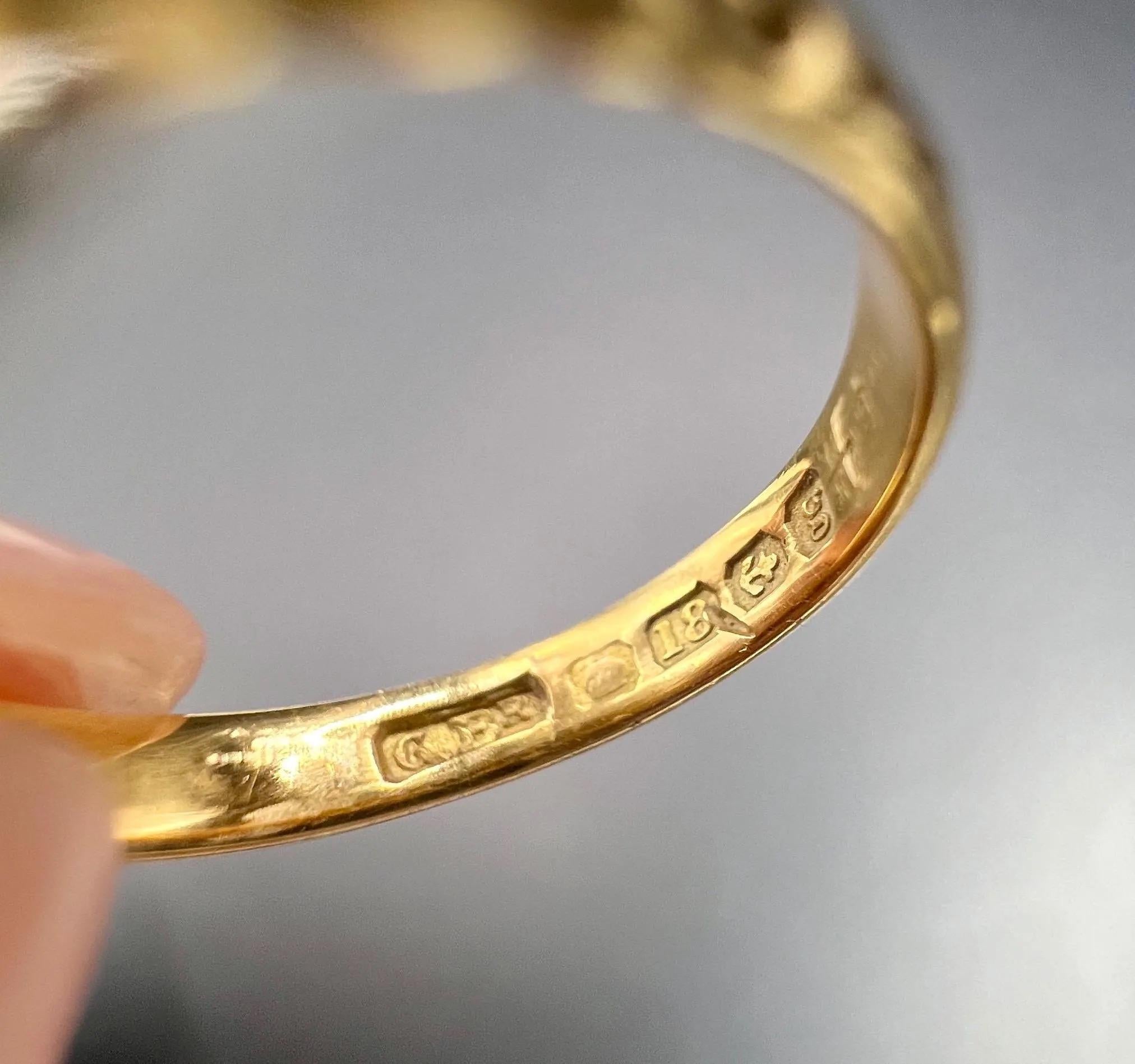 Antique 18ct Gold Edwardian Sapphire & Diamond Ring Hallmarked Birmingham 1906 For Sale 1