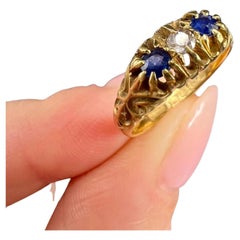 Antique 18ct Gold Edwardian Sapphire & Diamond Ring Hallmarked Birmingham 1906