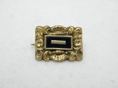Antique 18ct Gold Enamel Mourning Brooch Pin c1850 750 Purity Detailed