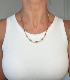 Antique 18ct Gold, French 1920s 20 1/4 Inch Fancy Filigree Link Chain Necklace