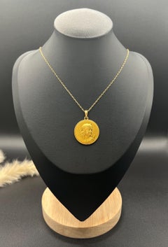 Antique 18ct Gold, French Art Nouveau Gold Love Medallion