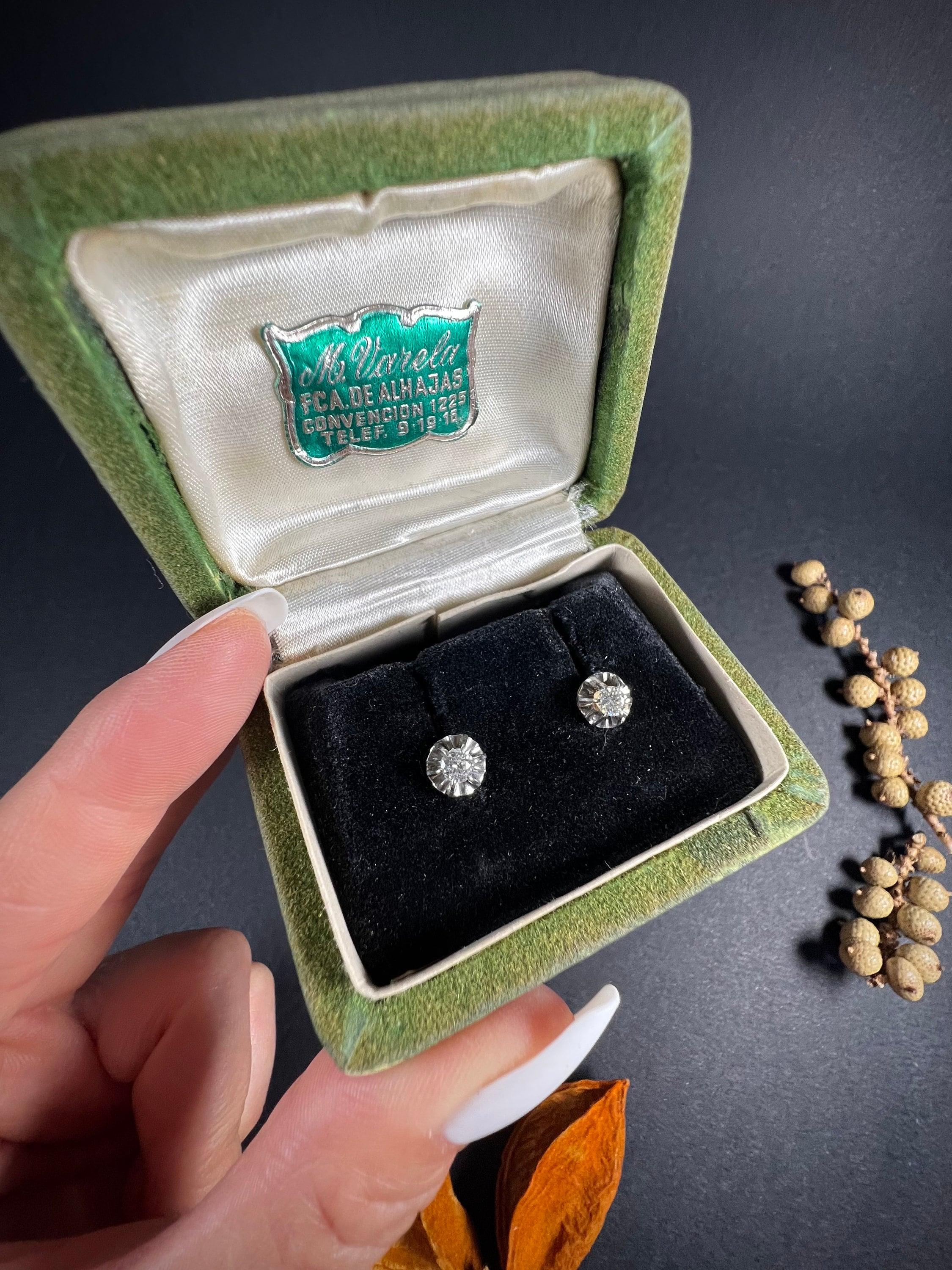Antike Dormeuse-Ohrstecker aus 18 Karat Gold mit französischen Diamanten im Angebot 2