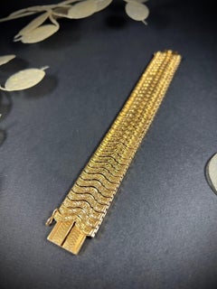 Antique 18ct Gold French Flexible Wide Cuff Bracelet