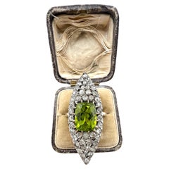 Antique 18ct Gold French Stamped, Victorian Peridot & Diamond Marquise Ring