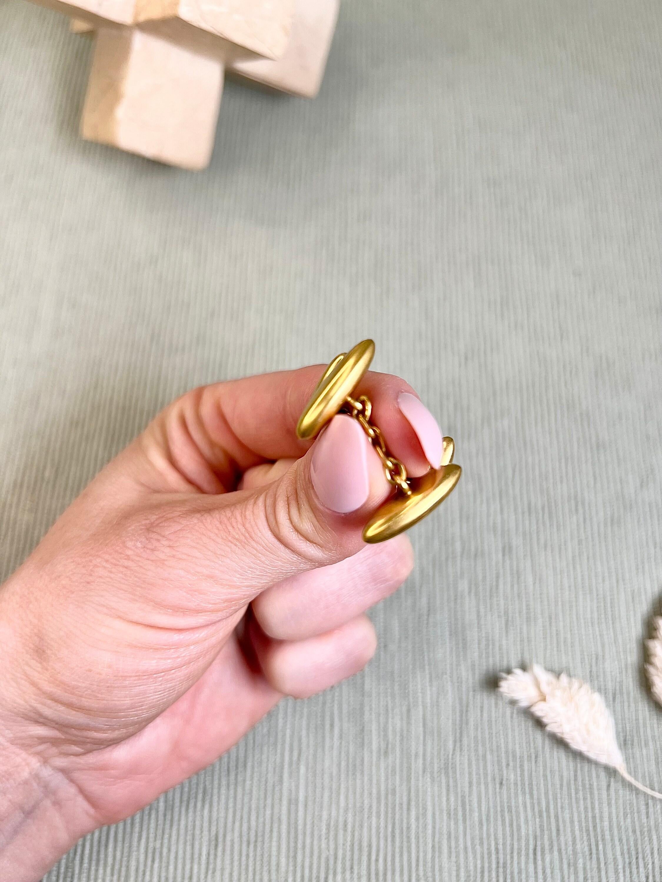 Antike 18ct Gold Französisch Torpedo Manschettenknopf für Damen oder Herren