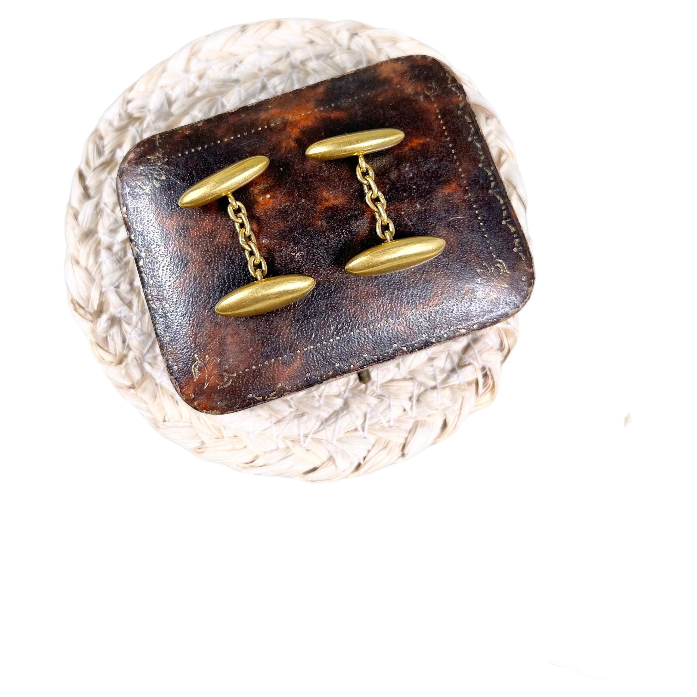 Antique 18ct Gold French Torpedo Cufflink For Sale