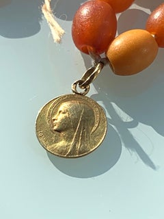 Antique 18ct Gold French Virgin Mary Pendant signed