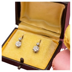 Antique 18ct gold jewelry - 18K French Victorian sleepers - Diamond Dormeuses
