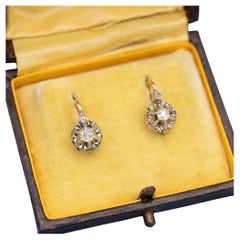 Antique 18ct gold jewelry - Rare French Victorian sleepers - Diamond Dormeuses