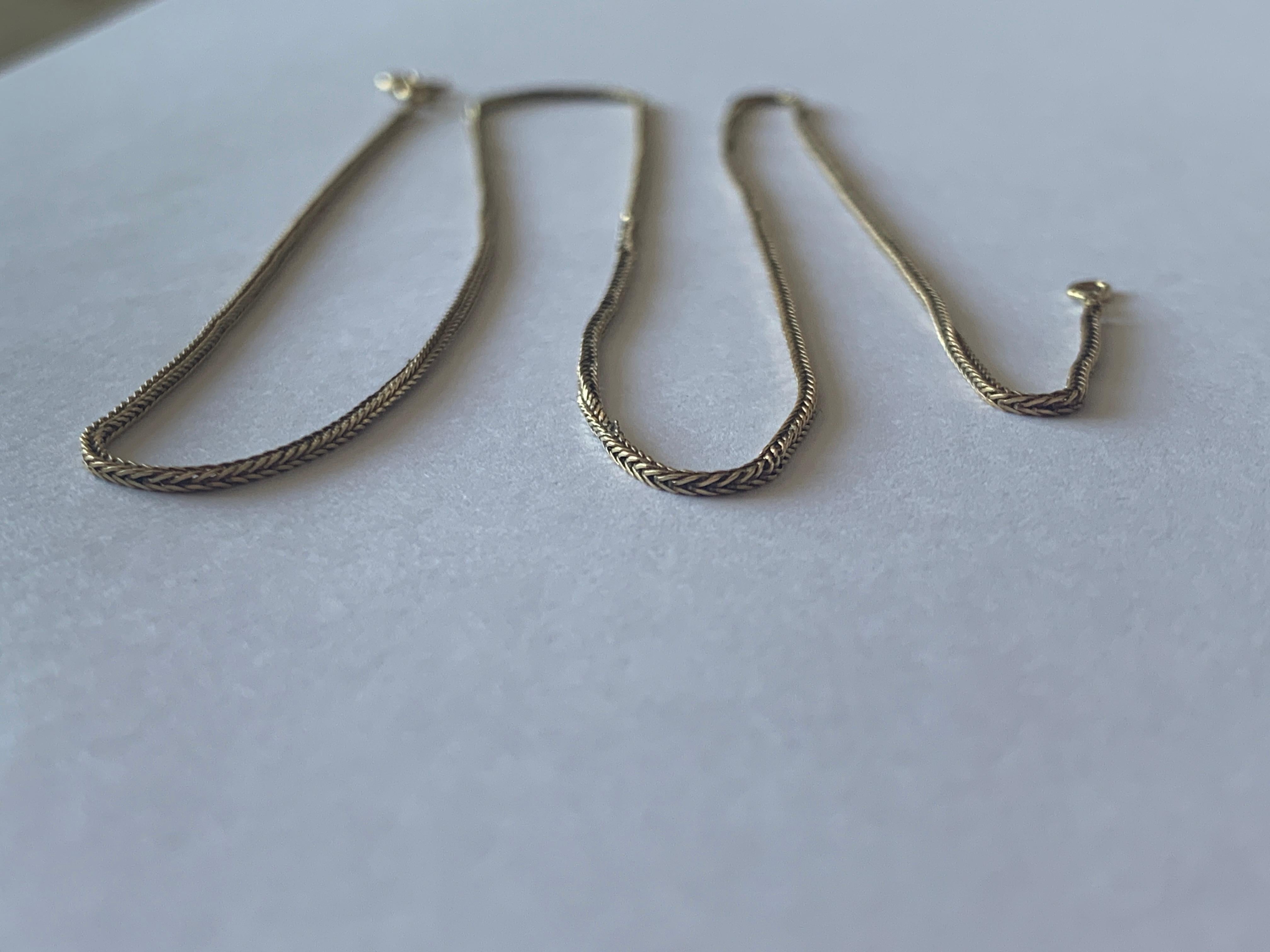 Edwardian Antique 18ct Gold Long Herringbone Chain For Sale