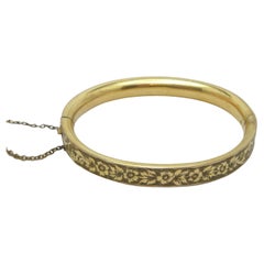 Antique 18ct Gold Nouveau Bangle Bracelet c1870 750 Purity Rose 19.5g