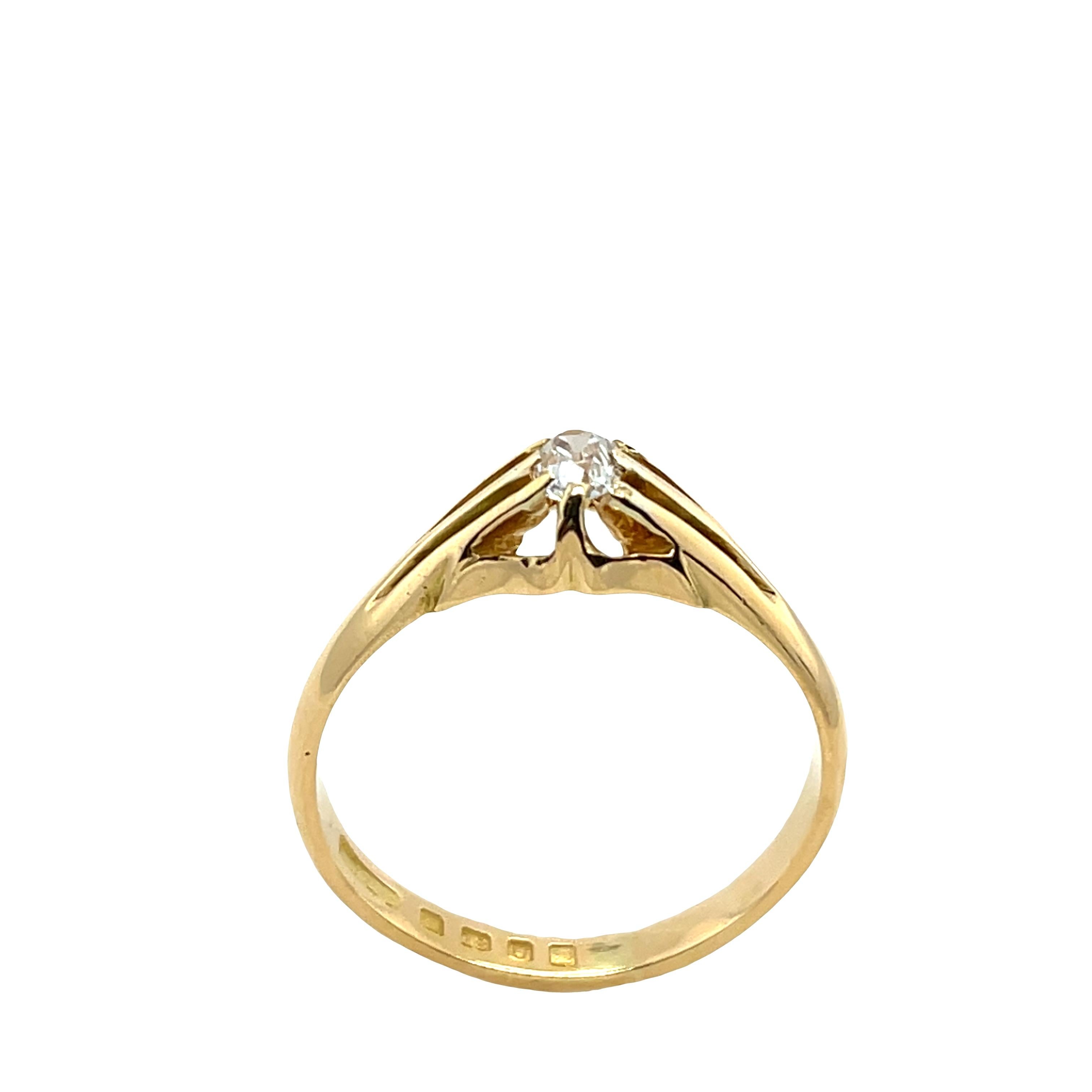 Antiker 18ct Gold Altschliff Diamantring, 0,20ct im Zustand „Hervorragend“ im Angebot in London, GB