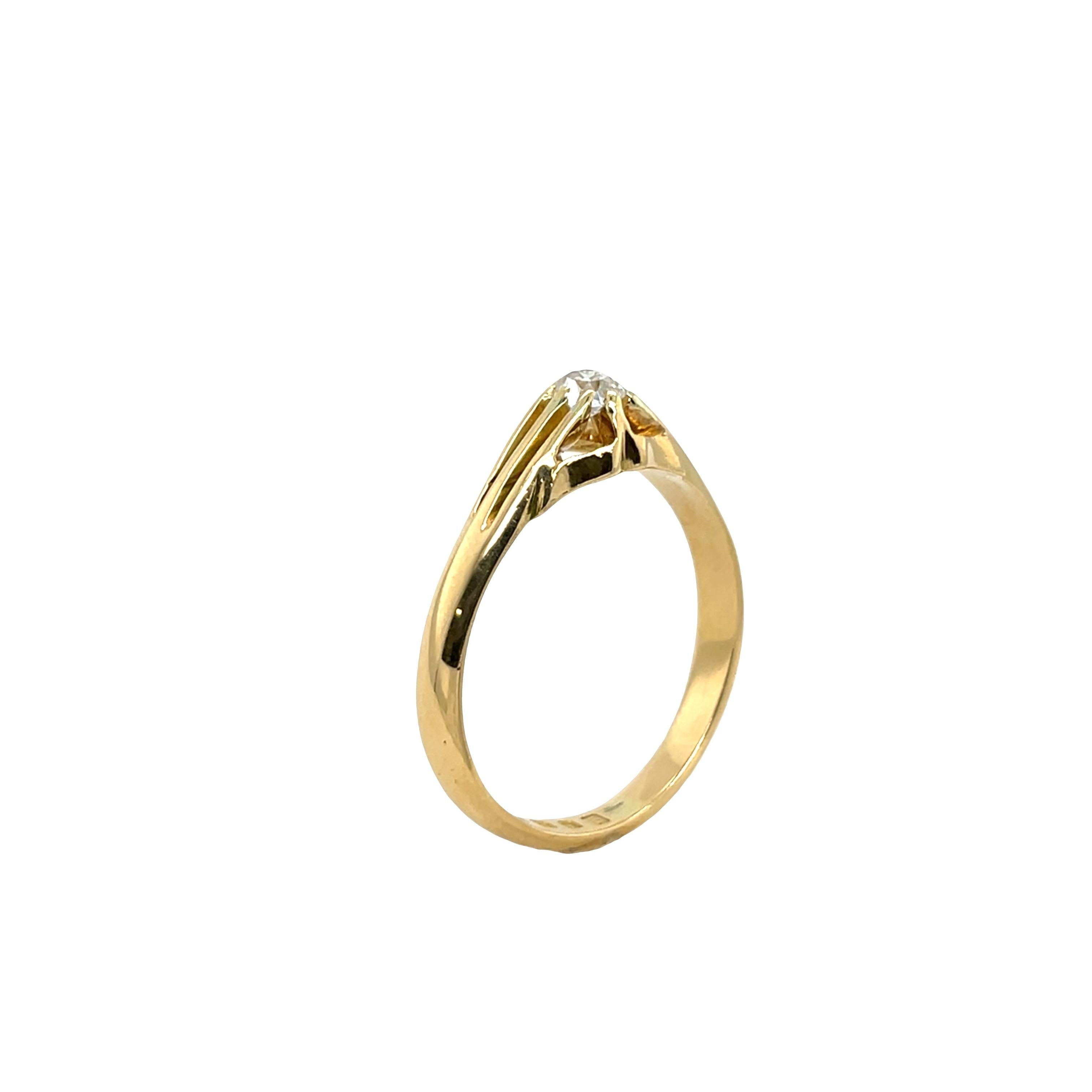 Antiker 18ct Gold Altschliff Diamantring, 0,20ct im Angebot 3