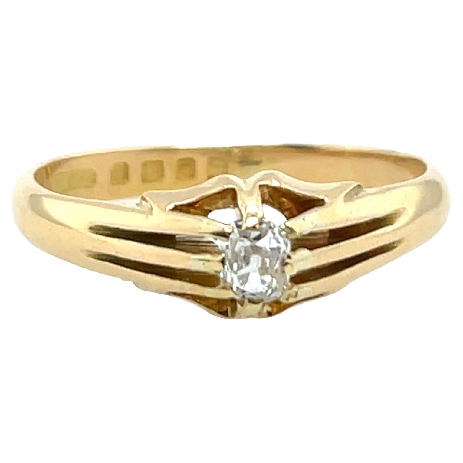 Antiker 18ct Gold Altschliff Diamantring, 0,20ct im Angebot