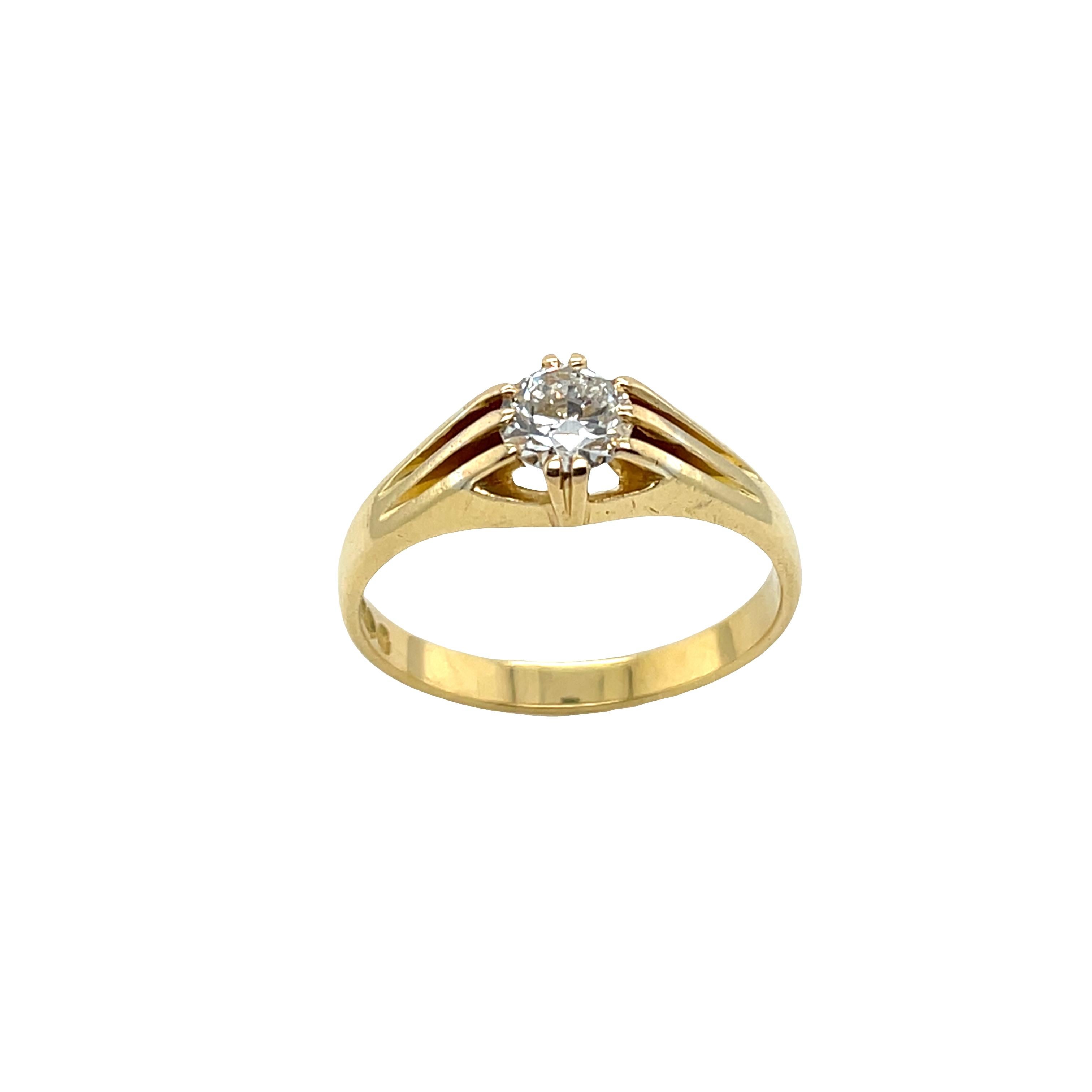 Antiker 18ct Gold Altschliff Diamantring, 1,0ct im Angebot 4