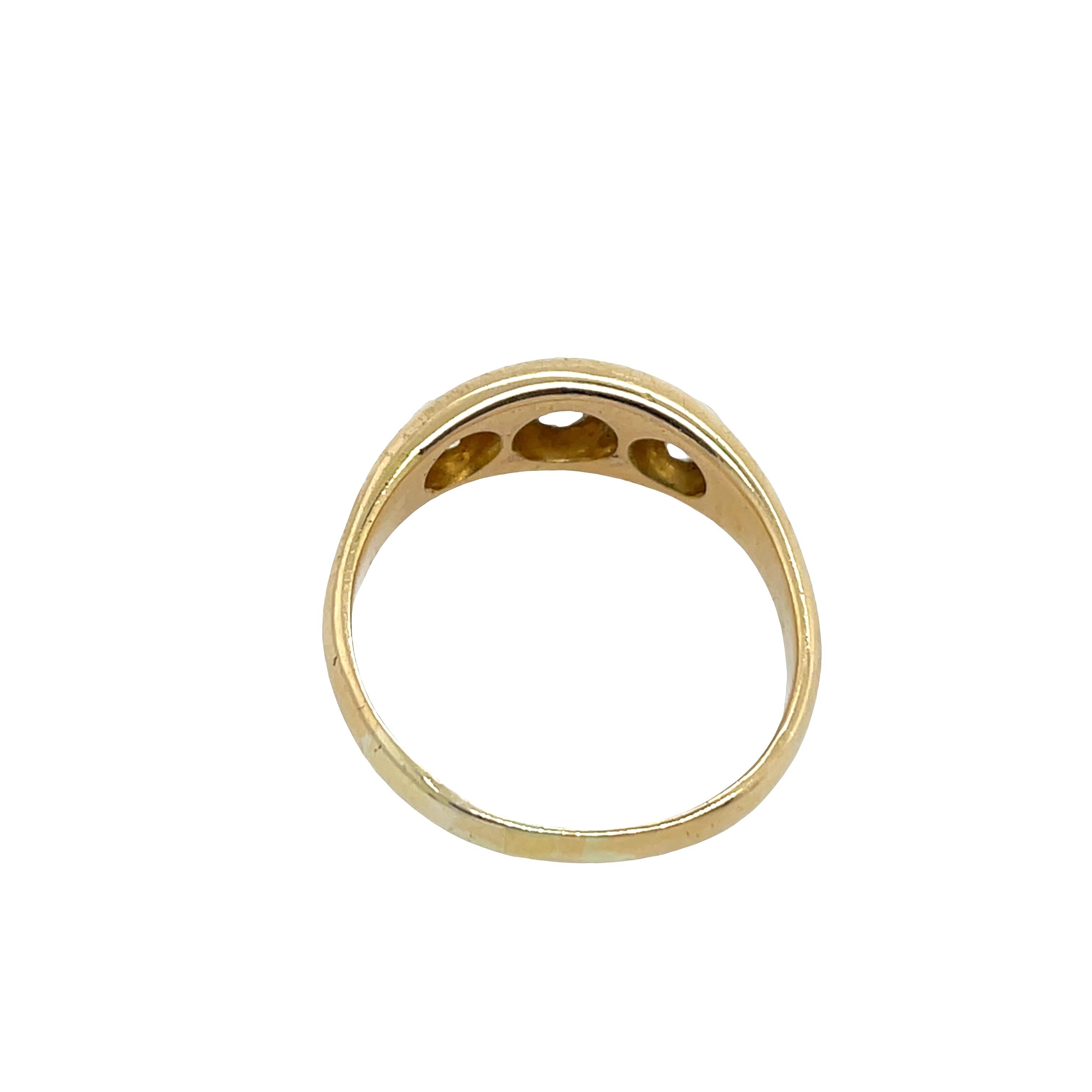 da uomo o donna Anello antico a tre pietre con diamanti taglio antico in oro 18ct, 1,0ct in vendita