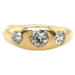 Antiker 18ct Gold Altschliff-Diamant-Drei-Stein-Ring, 1,0ct