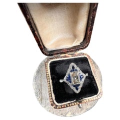 Antiker 18 Karat Gold Original Art Deco 1920er Jahre Saphir & Diamant-Ring