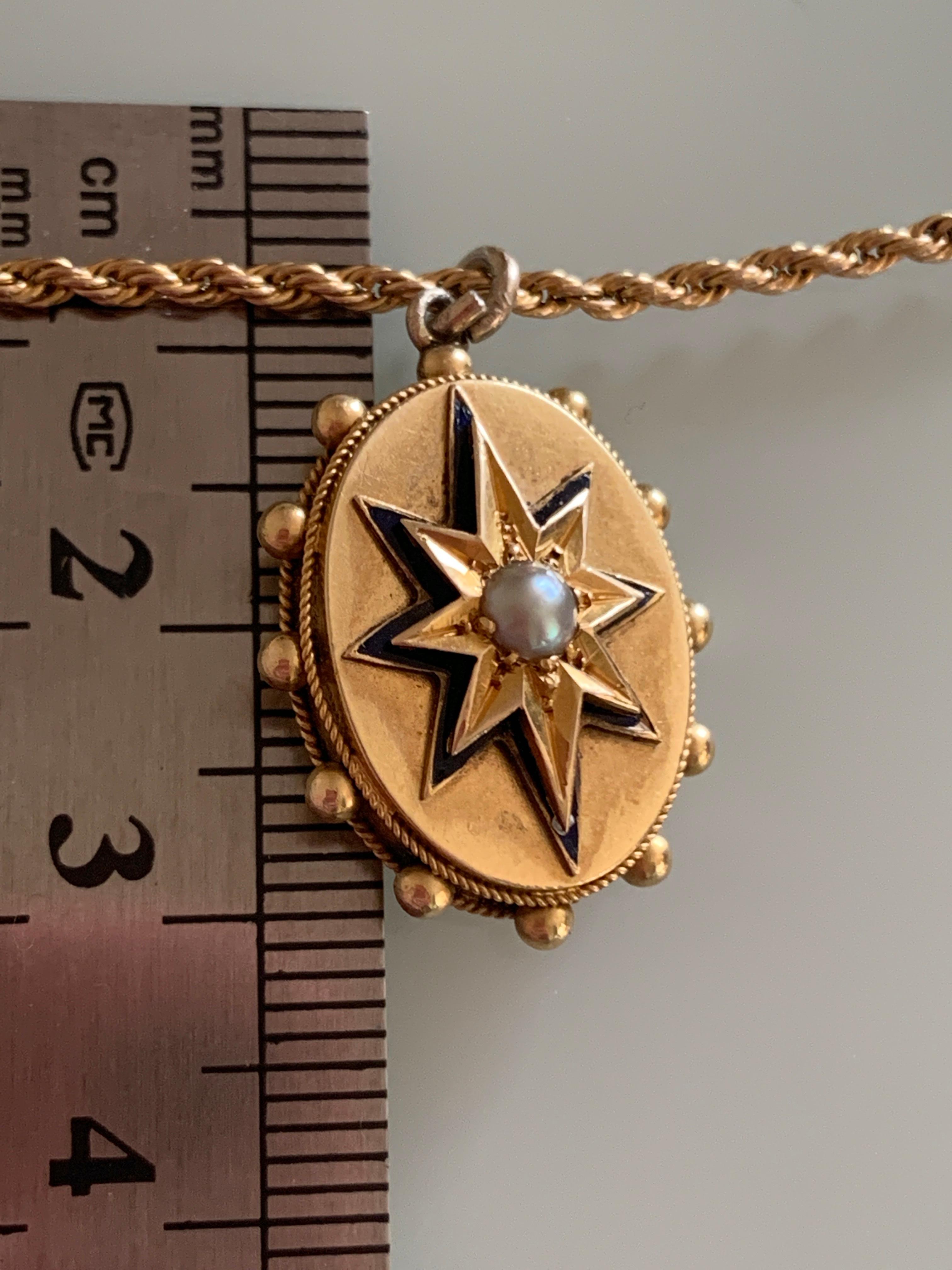 Antiker 18ct Gold Anhänger & 9ct Gold Seilkette 6