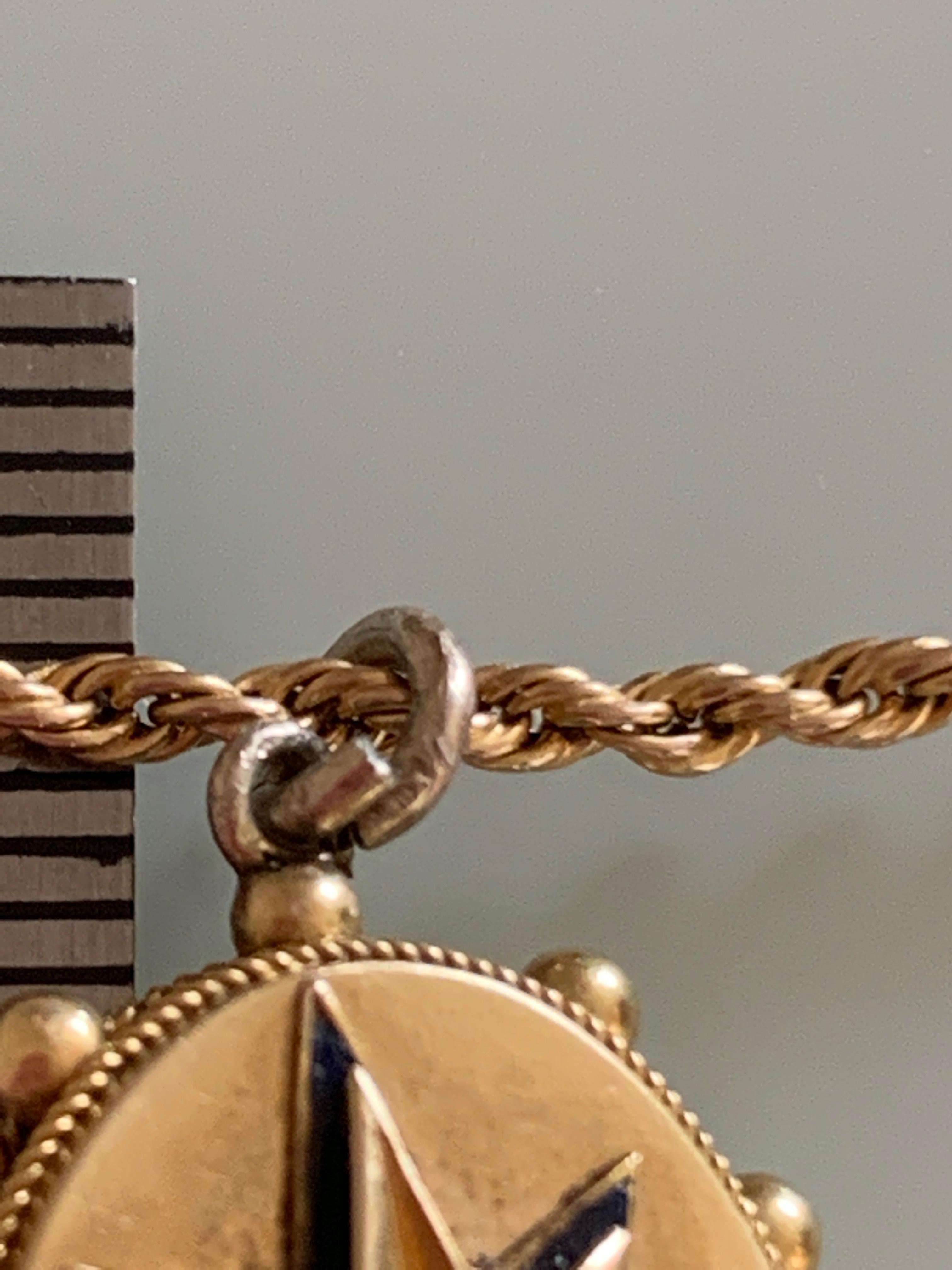Antiker 18ct Gold Anhänger & 9ct Gold Seilkette 7