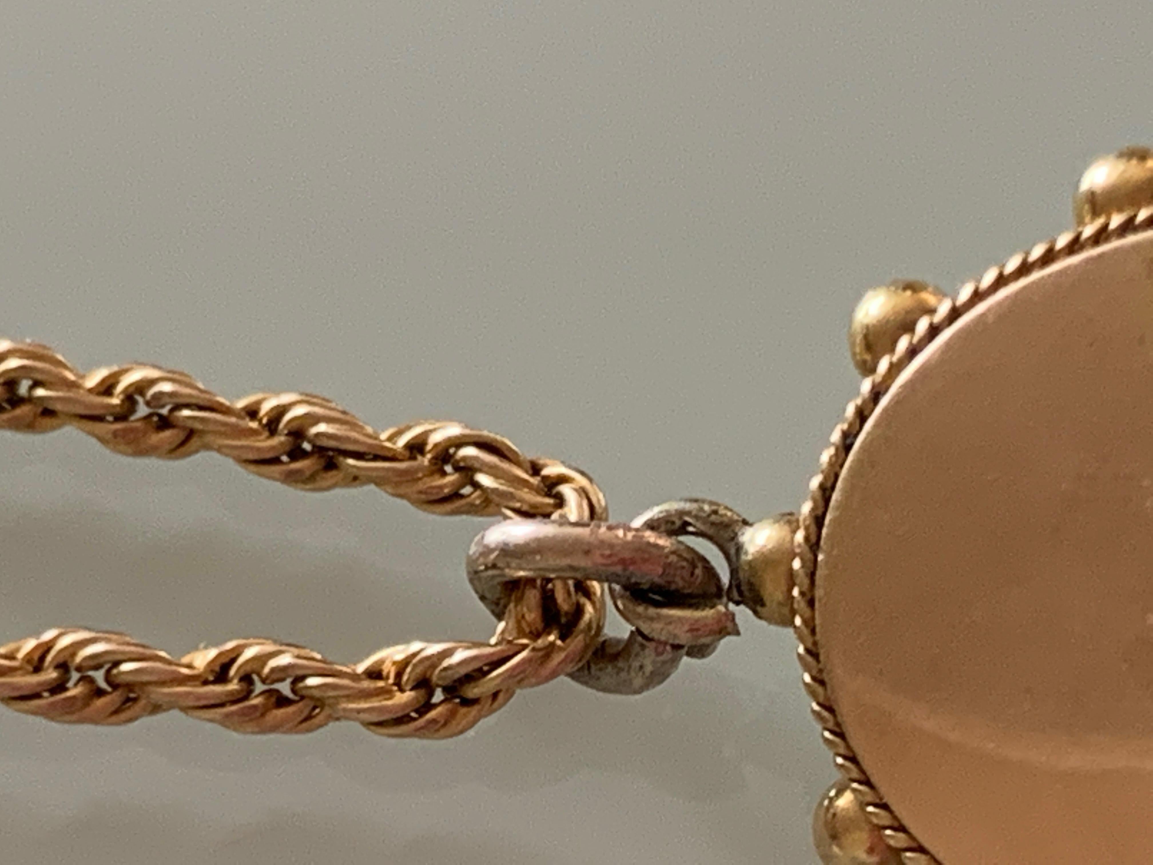 Antiker 18ct Gold Anhänger & 9ct Gold Seilkette 2