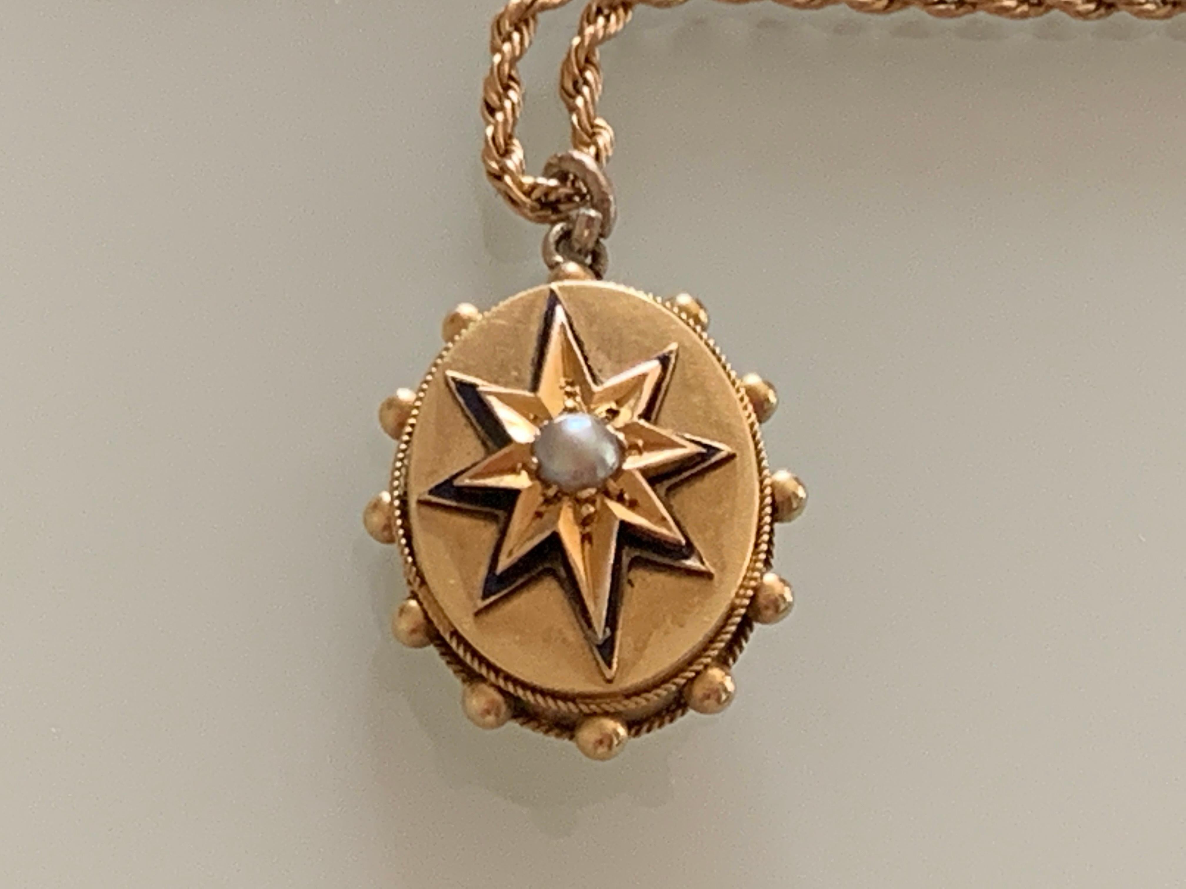 Antiker 18ct Gold Anhänger & 9ct Gold Seilkette 3