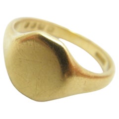 Antique 18ct Gold Plain Signet Ring Size Q1/2 8.5 750 Purity Heavy 7.4 Grams
