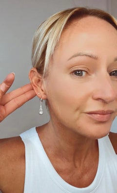 Boucles d'oreilles pendantes en or 18ct et platine, 1,50 carat total de diamant Edwardien antique
