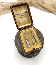 Antique 18ct Gold & Platinum, 1.90 Carat Edwardian Diamond Drop Earrings