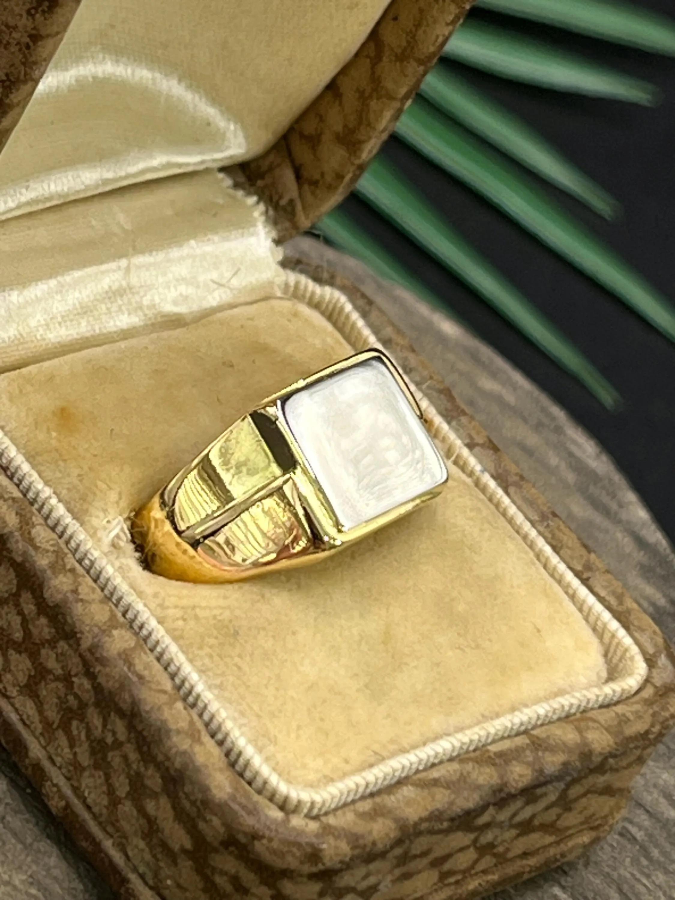 Antik 18ct Gold & Platin, 1920er Art Deco Siegelring im Angebot 6