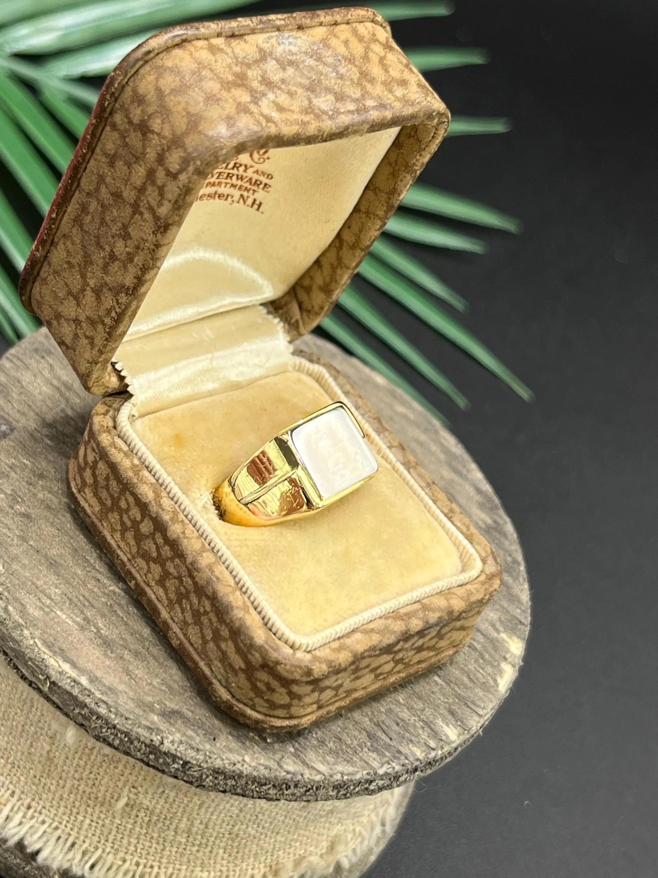 Antik 18ct Gold & Platin, 1920er Art Deco Siegelring im Angebot 7