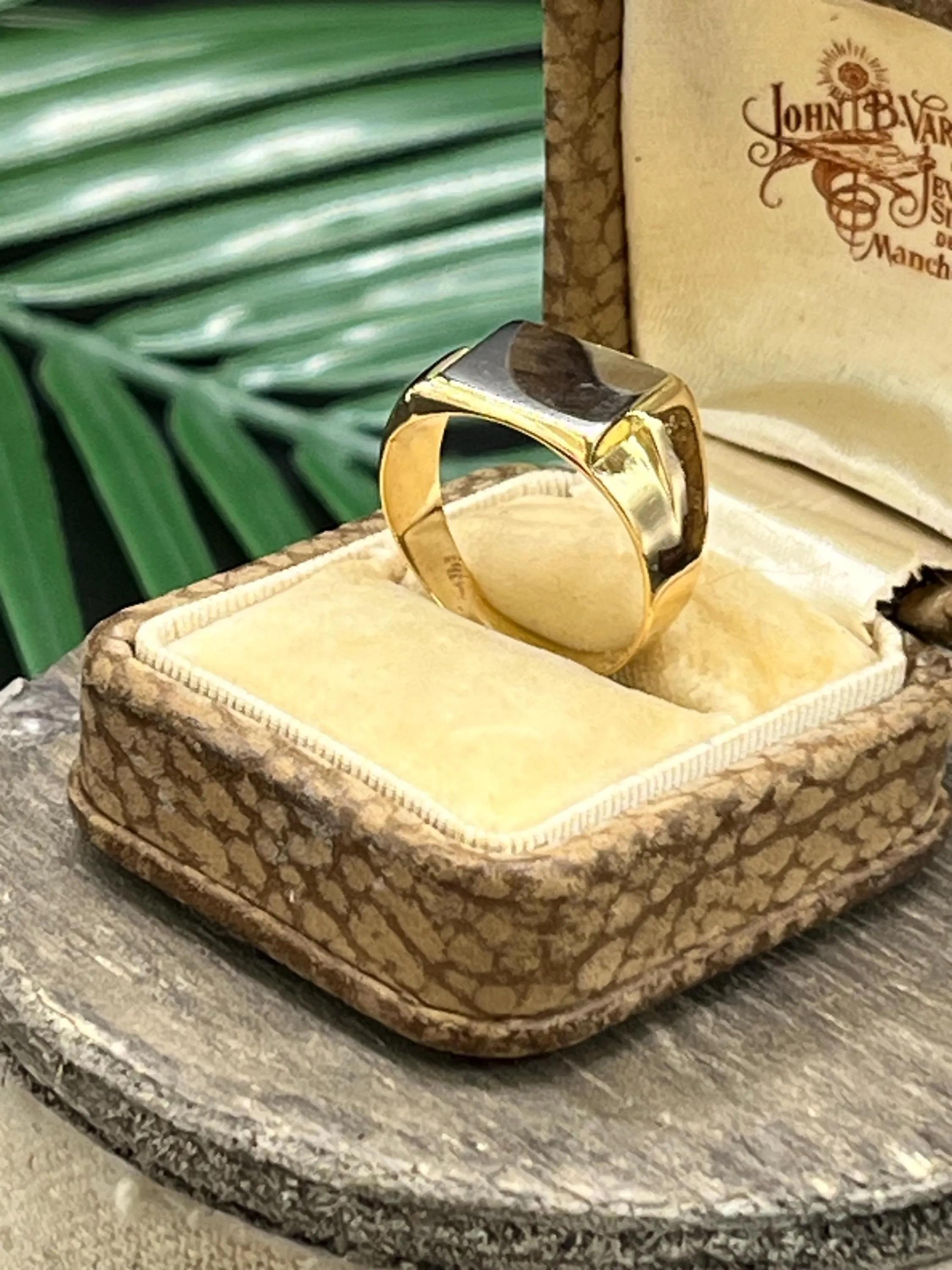 Antik 18ct Gold & Platin, 1920er Art Deco Siegelring im Angebot 3