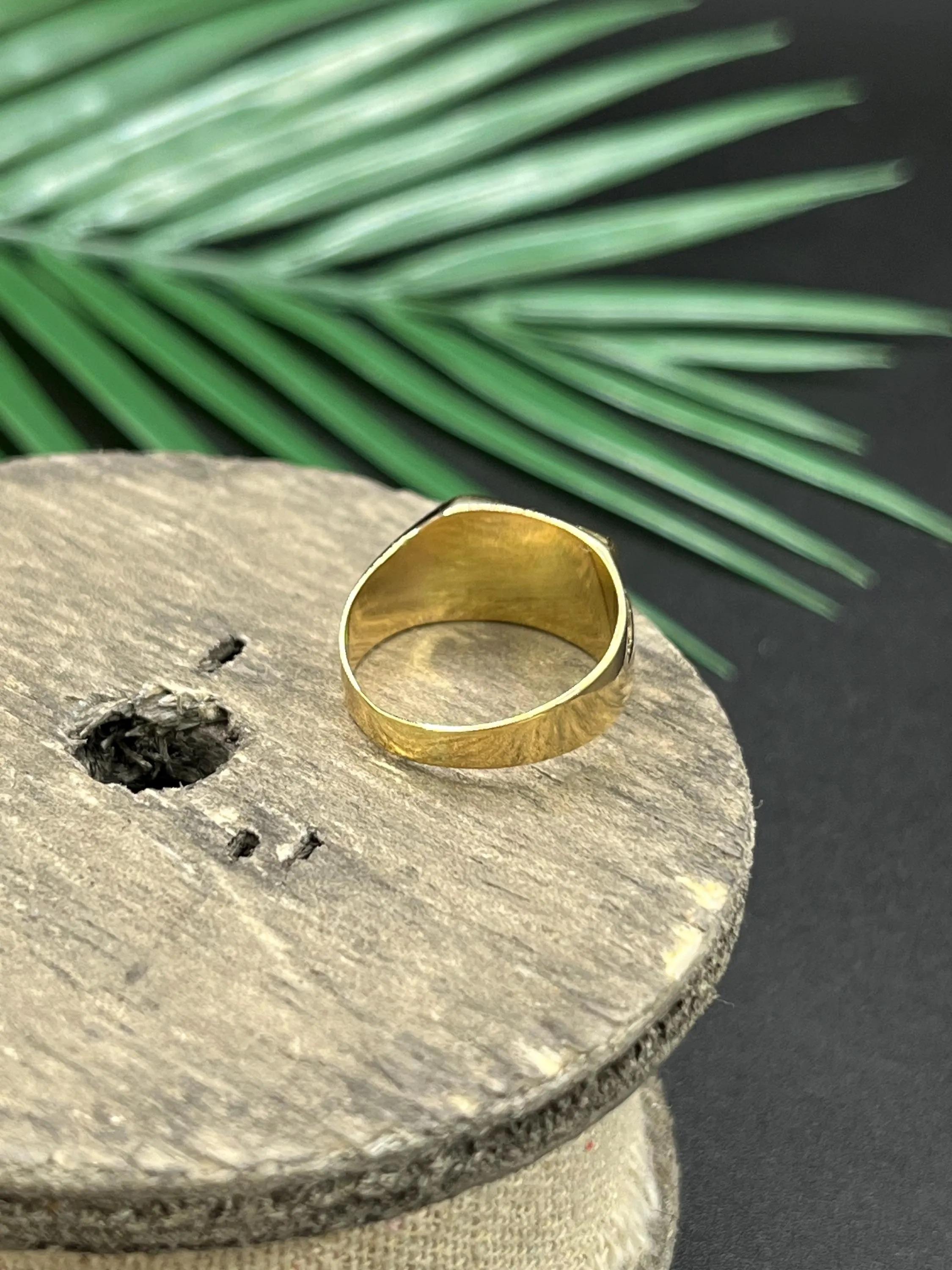 Antik 18ct Gold & Platin, 1920er Art Deco Siegelring im Angebot 4